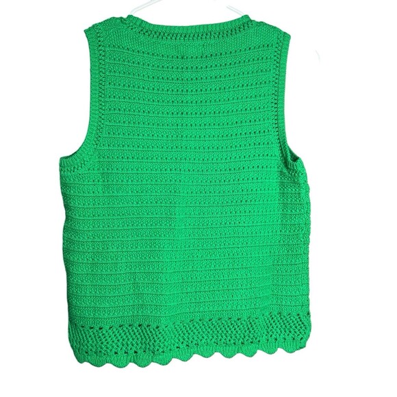 J Crew Womens Sweater Vest XS Kelly Green Crochet Knit Boho Twee Layering School - Picture 7 of 10